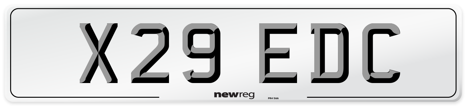 X29 EDC Number Plate from New Reg